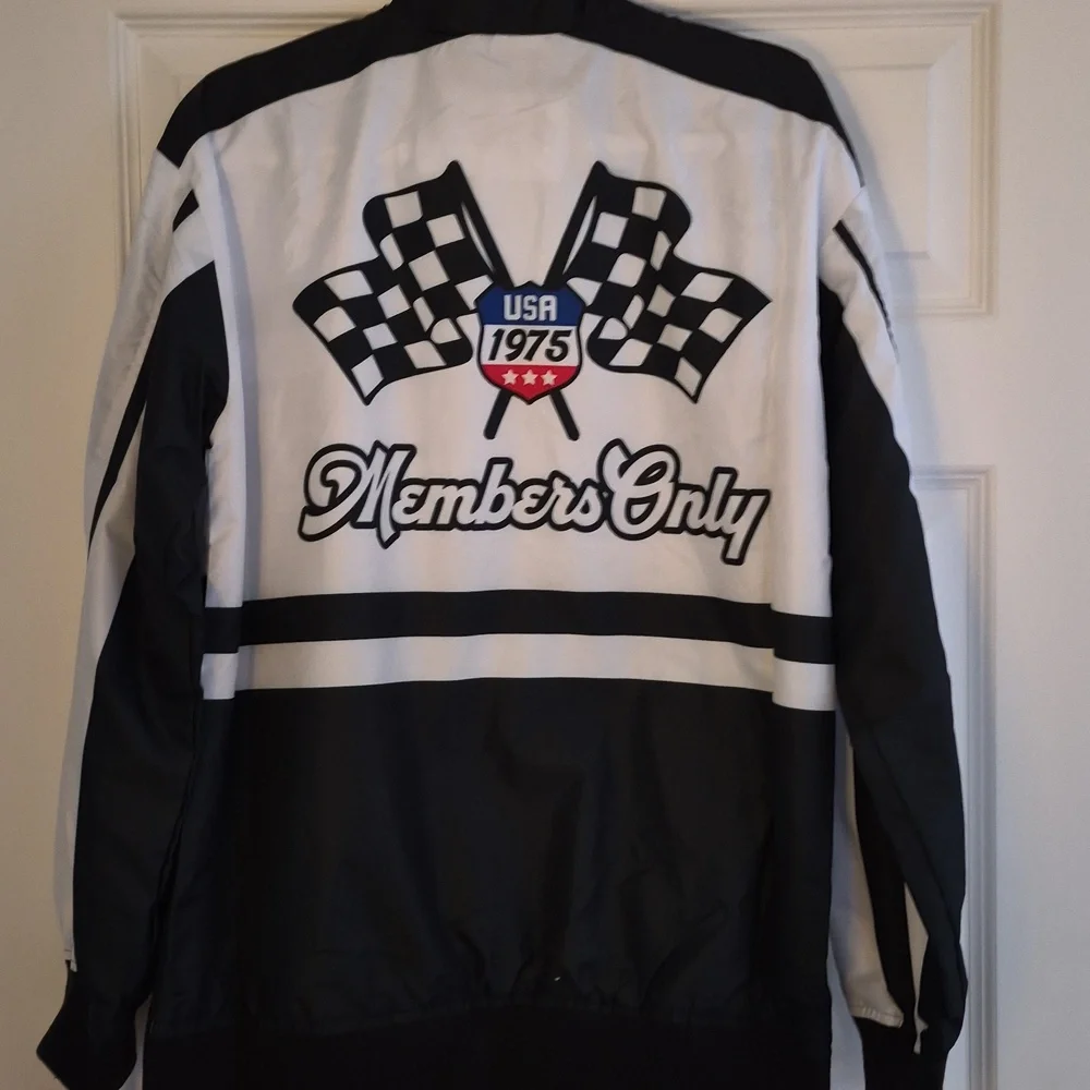 Members Only Black & White Racing Track Jacket NWT Sz S